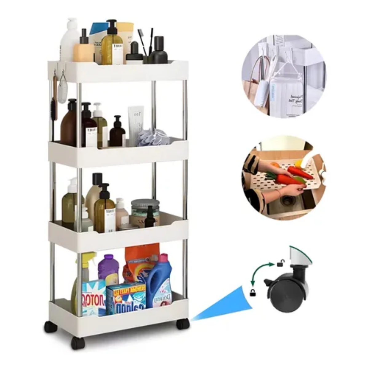 Carrito de almacenamiento de 4 niveles